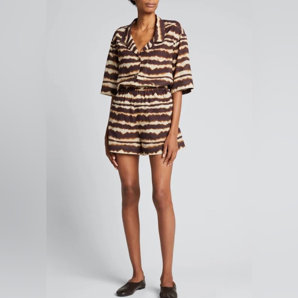 Nanushka Madrid and Soho cotton crepe boxer shorts and camp shirt